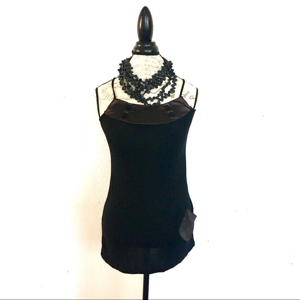 **HAUTE BLACK SATIN HIPSTER POCKET TUNIC**